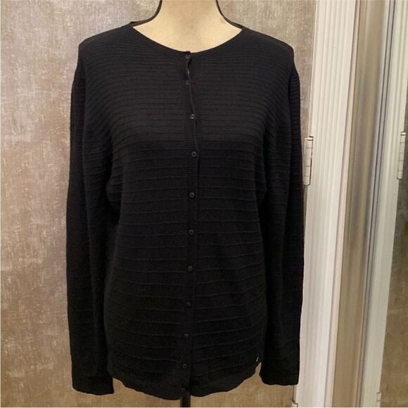 Escada Black Cardigan Sweater Versatile Knit, L - Picture 1 of 11